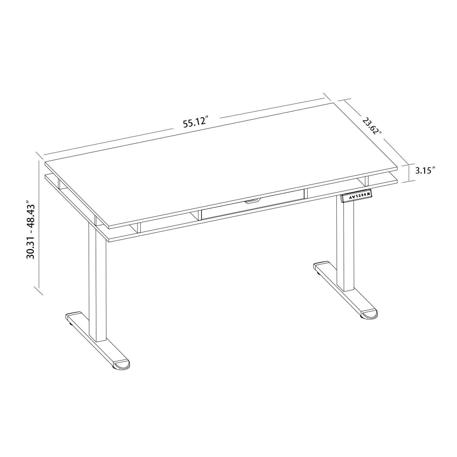 Tobacco Wood Lift table, Electrical Adjustable
