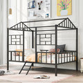 Metal House Bed Frame Full Size With Slatted Support No Box Spring Needed Black Full Black Metal