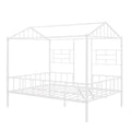 Metal House Bed Frame Full Size With Slatted Support No Box Spring Needed White Full White Metal