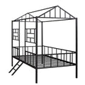 Metal House Bed Frame Twin Size With Slatted Support No Box Spring Needed Black Twin Black Metal