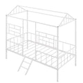 Metal House Bed Frame Twin Size With Slatted Support No Box Spring Needed White Twin White Metal