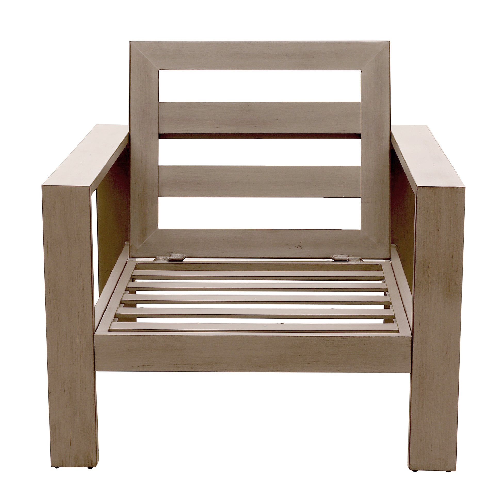 Club Chair, Wood Grained Pewter Foam Aluminum