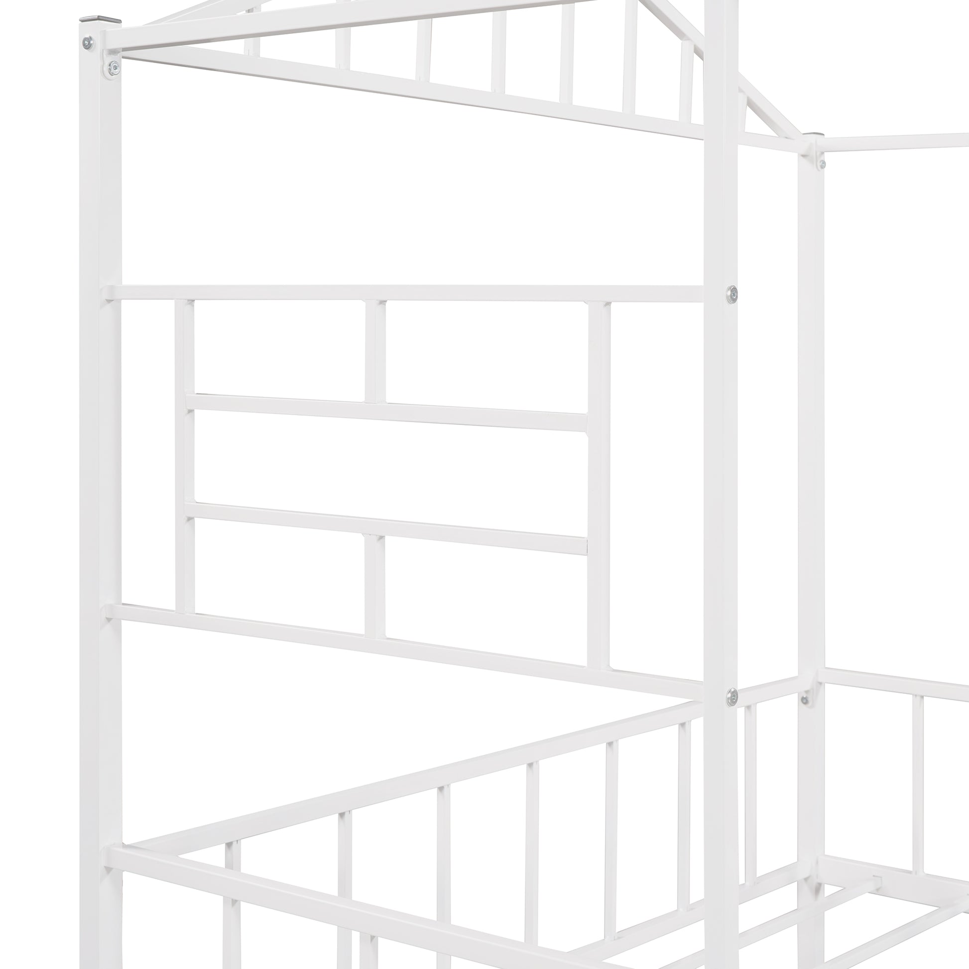 Metal House Bed Frame Full Size With Slatted Support No Box Spring Needed White Full White Metal