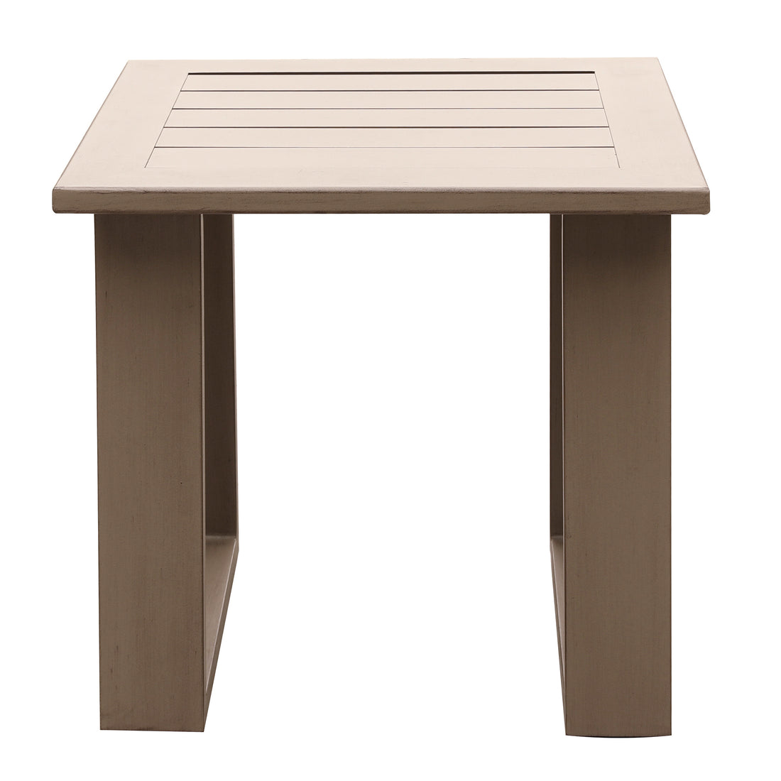 End Table, Wood Grained Pewter Aluminum