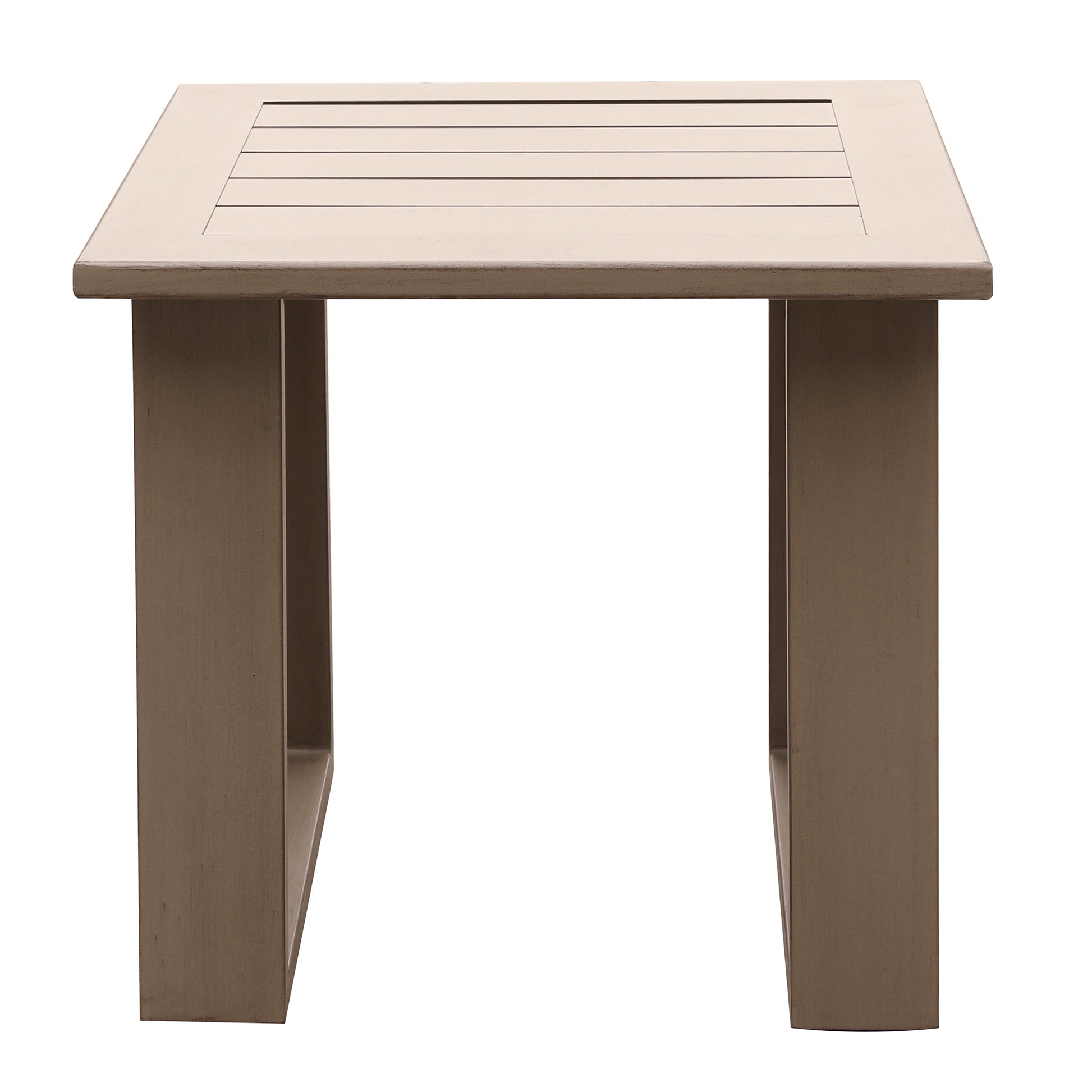 End Table, Wood Grained pewter-aluminum
