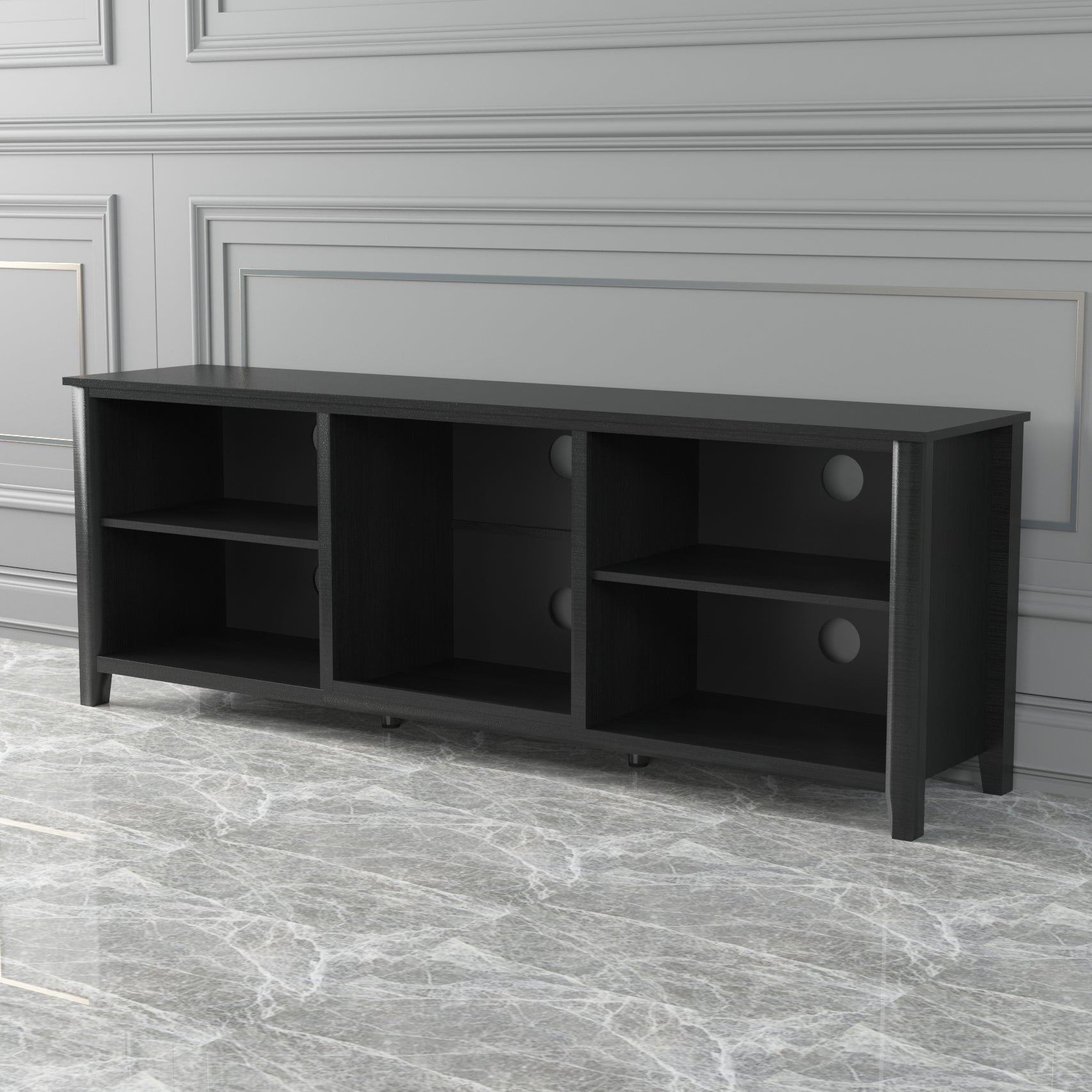 Tv Stand Storage Media Console Entertainment Center,Tradition Black Black Particle Board