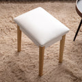 Wooden Vanity Stool Makeup Dressing Stool With Pu Seat,White White Mdf