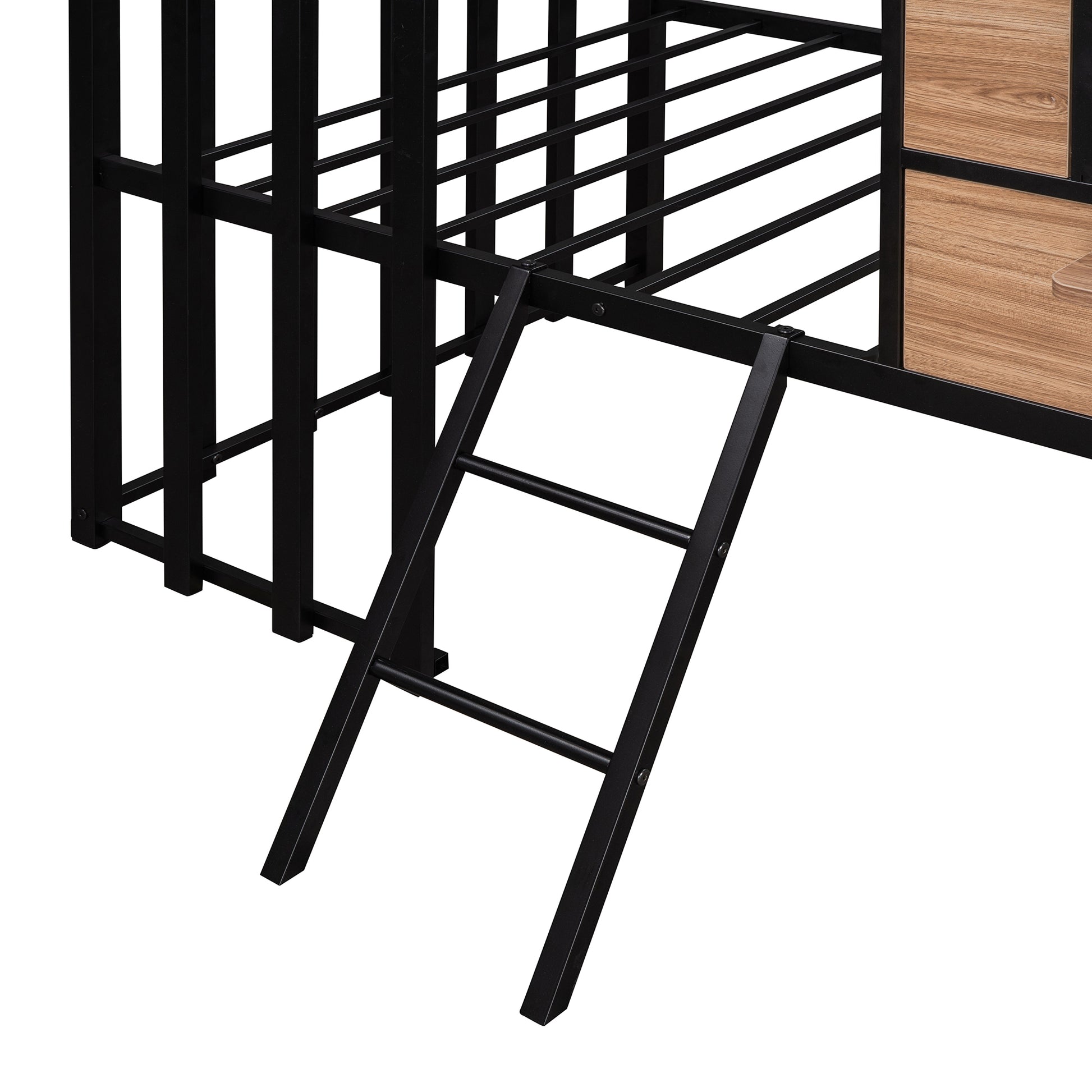 Metal Twin Size Loft Bed With Roof, Window, Guardrail, Ladder Black Black Metal