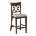 Dark Brown Finish Counter Height Chairs 2pc Set Double dark brown-dining room-wood