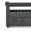 Daybed With Trundle Upholstered Tufted Sofa Bed, With Button And Copper Nail On Arms,Full Daybed & Twin Trundle, Grey 85.5