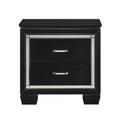 Glamourous Black Finish 1Pc Nightstand 2X Dovetail Drawers Faux Alligator Embossed Fronts Bedroom Furniture Black 2 Drawers Bedroom Glam,Modern Wood