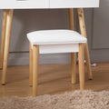 Wooden Vanity Stool Makeup Dressing Stool With Pu Seat,White White Mdf