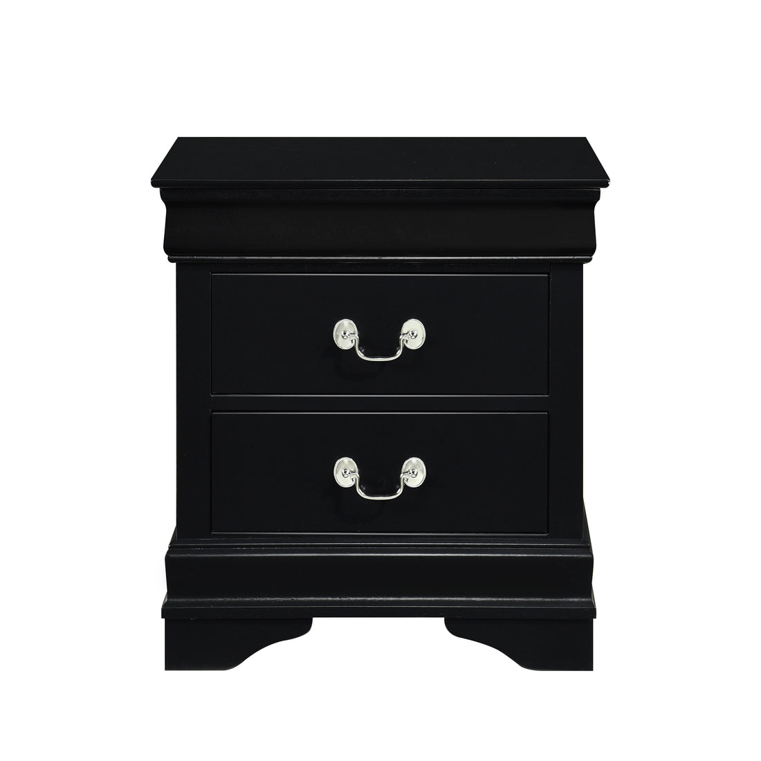 Classic Louis Philippe Style Black Finish 1Pc Nightstand Of Drawers Traditional Design Bedroom Furniture Black 2 Drawers Bedroom Traditional Wood