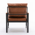 Modern Faux Leather Accent Chair With Black Powder Coated Metal Frame, Single Sofa For Living Room Bedroom, Orange Orange Foam Pu