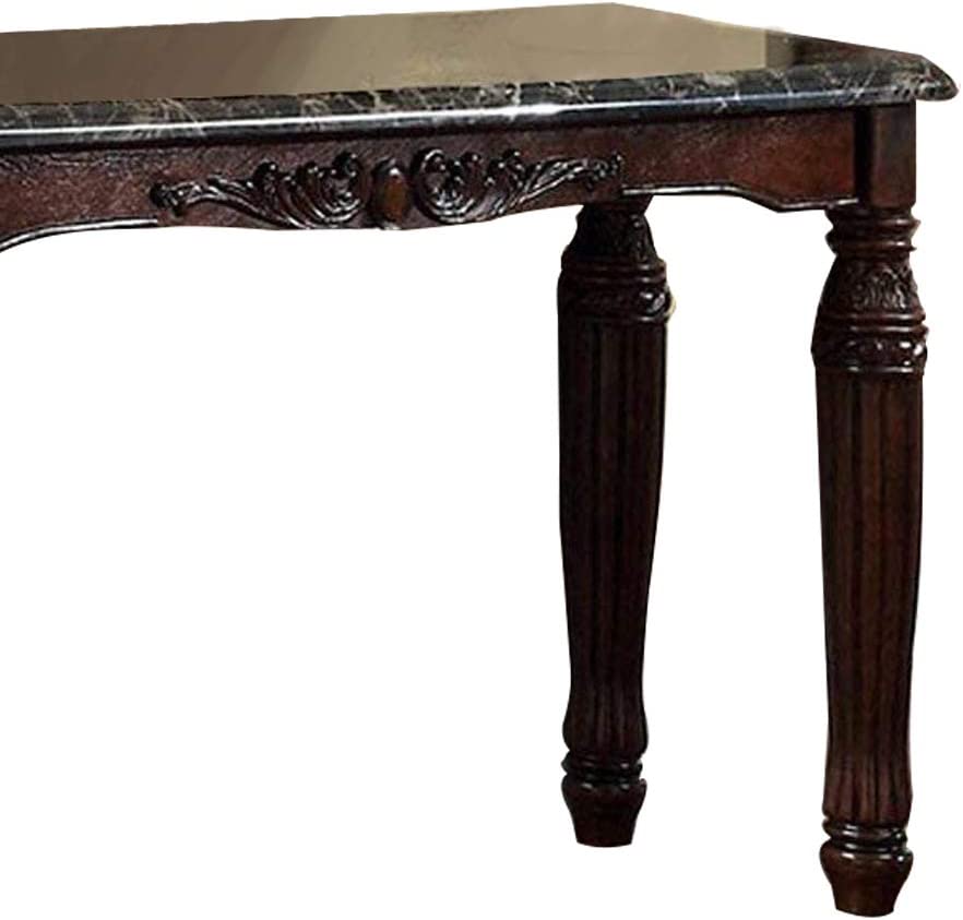 Traditional Espresso Solid Wood Sofa Table Faux Marble Top Intricate Design Living Room Furniture Espresso Primary Living Space Antique,Classic,Traditional Rectangular Solid Wood