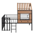 Metal Twin Size Loft Bed With Roof, Window, Guardrail, Ladder Black Black Metal
