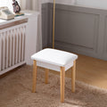 Wooden Vanity Stool Makeup Dressing Stool With Pu Seat,White White Mdf