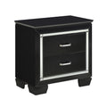 Glamourous Black Finish 1Pc Nightstand 2X Dovetail Drawers Faux Alligator Embossed Fronts Bedroom Furniture Black 2 Drawers Bedroom Glam,Modern Wood