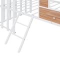 Metal Twin Size Loft Bed With Roof, Window, Guardrail, Ladder White White Metal