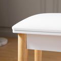 Wooden Vanity Stool Makeup Dressing Stool With Pu Seat,White White Mdf