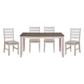 Transitional Design Rectangular 1Pc Dining Table Grayish White And Brown Finish Furniture Multicolor Dining Room Transitional Wood