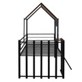 Metal Twin Size Loft Bed With Roof, Window, Guardrail, Ladder Black Black Metal