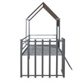 Metal Twin Size Loft Bed With Roof, Window, Guardrail, Ladder Silver Silver Metal