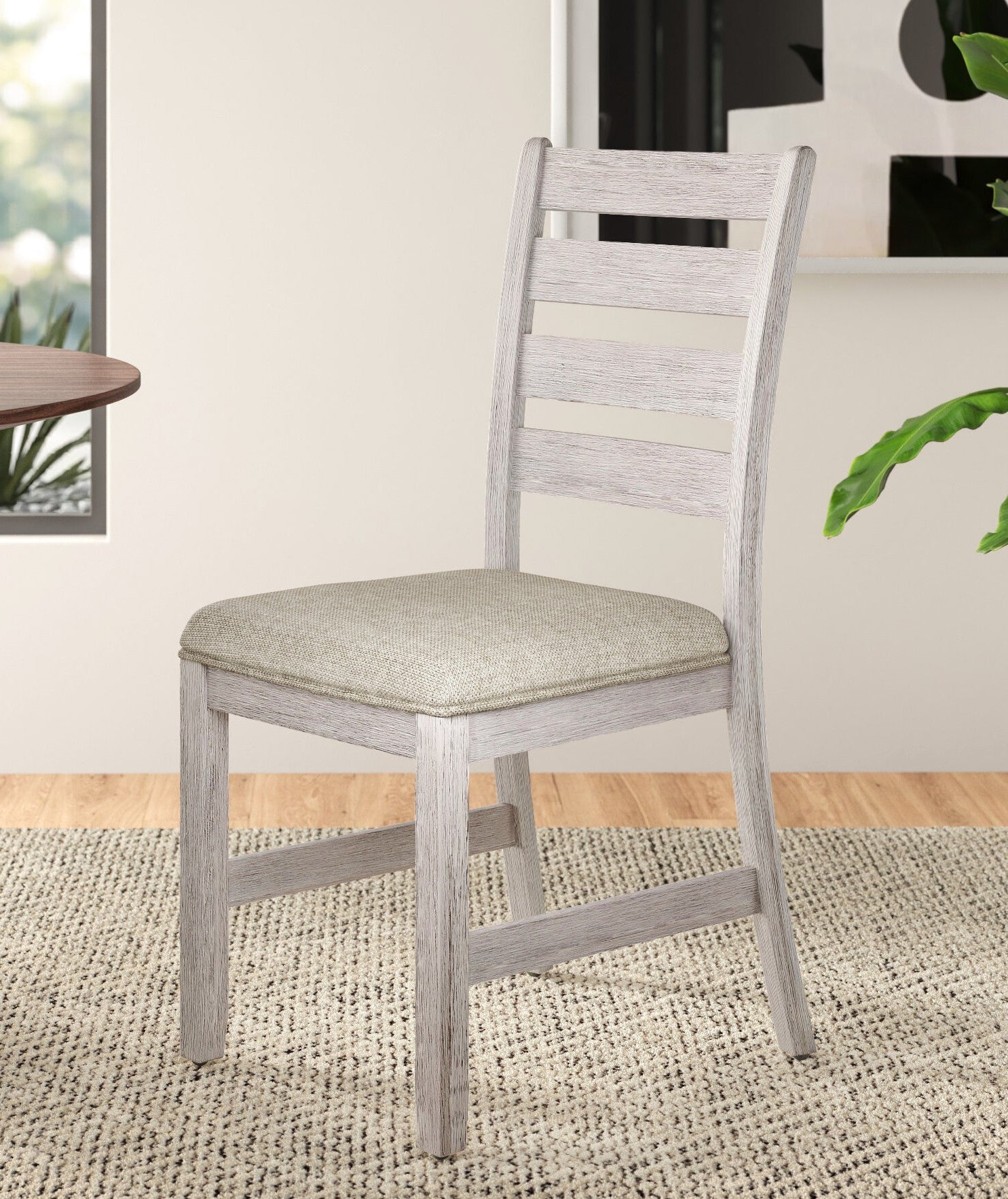 Casual Dining Room Side Chairs 2Pc Set Grayish White Finish Upholstered Seat Transitional Design Furniture Gray Dining Room Wood