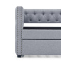 Daybed With Trundle Upholstered Tufted Sofa Bed, With Button And Copper Nail On Square Arms,Both Twin Size,Grey 85