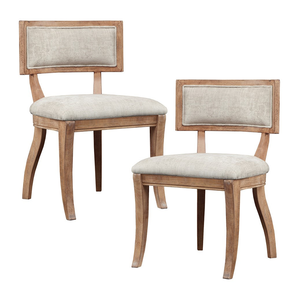 Dining Chair Set Of 2 Beige Light Natural Polyester