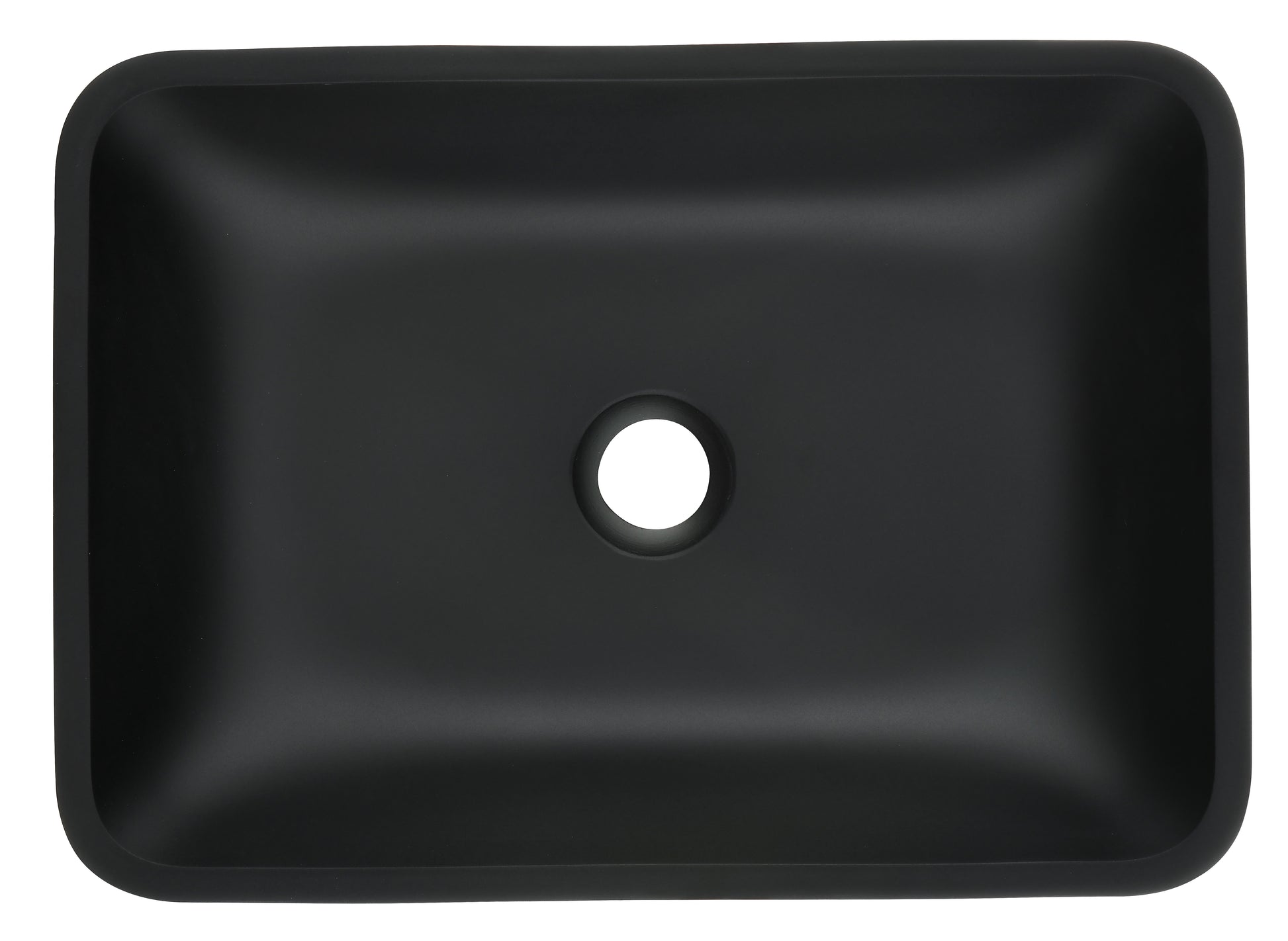 13.0" L 18.13" W 4" H Matte Shell Glass Rectangular Vessel Bathroom Sink In Black With Matte Black Faucet And Pop Up Drain In Matte Black Matte Black Glass