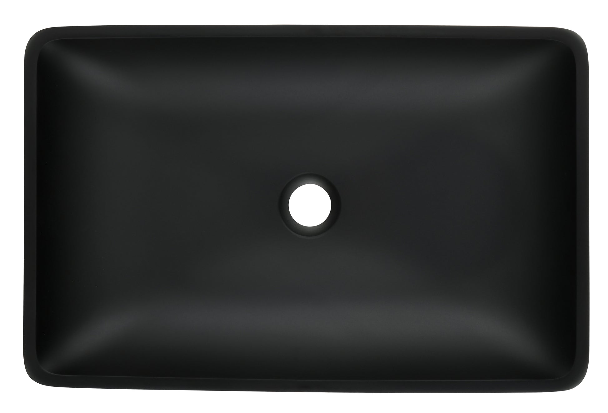 14.38" L 22.25" W 4 3 8 In. H Matte Shell Glass Rectangular Vessel Bathroom Sink In Black With Faucet And Pop Up Drain In Matte Black Matte Black Glass