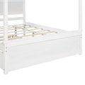 Wood Canopy Bed With Trundle Bed ,Full Size Canopy Platform Bed With Support Slats .No Box Spring Needed, Brushed White White Solid Wood