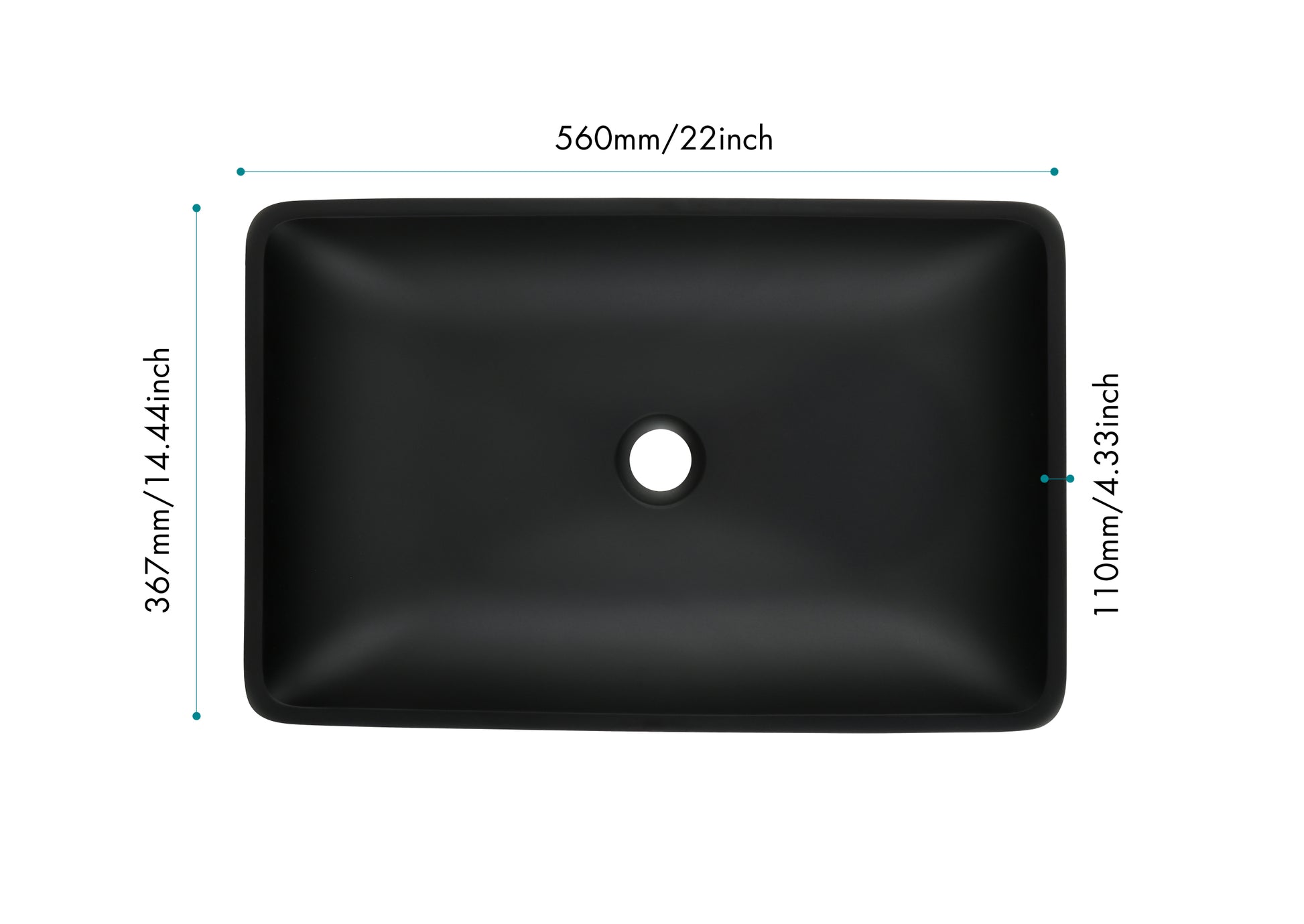 14.38" L 22.25" W 4 3 8 In. H Matte Shell Glass Rectangular Vessel Bathroom Sink In Black With Faucet And Pop Up Drain In Matte Black Matte Black Glass