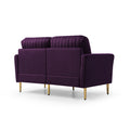 Eggplant Velvet Round Arm Loveseat 2 Seat Sofa With 2 Throw Pillows Purple Foam Velvet 2 Seat