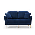Velvet Fabric Sofa Couch Set, Mid Century 3 Seat Tufted Beautiful Seat For Living Room, Bedroom, Office, Apartment, Dorm, Studio And Small Space, 7 Pillows Included Navy Blue ,3 2 2 Seater Blue Foam Velvet