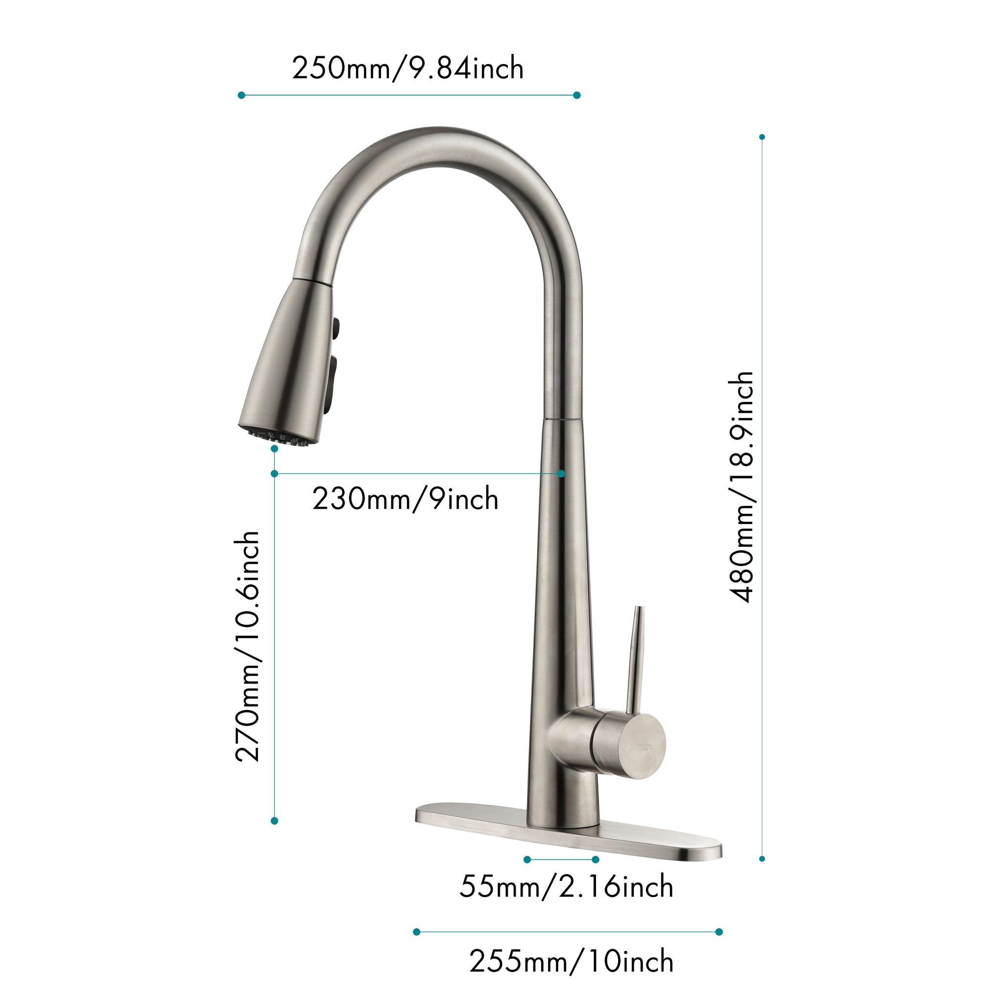 Kitchen Faucet With Pull Down Sprayer Brushed Nickel, High Arc Single Handle Kitchen Sink Faucet With Deck Plate, Commercial Modern Stainless Steel Kitchen Faucets Brushed Nickel Stainless Steel