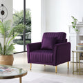 Modern Soft Velvet Accent Chair Living Room Chair Bedroom Chair Home Chair With Gold Legs, Purple Purple Foam Velvet