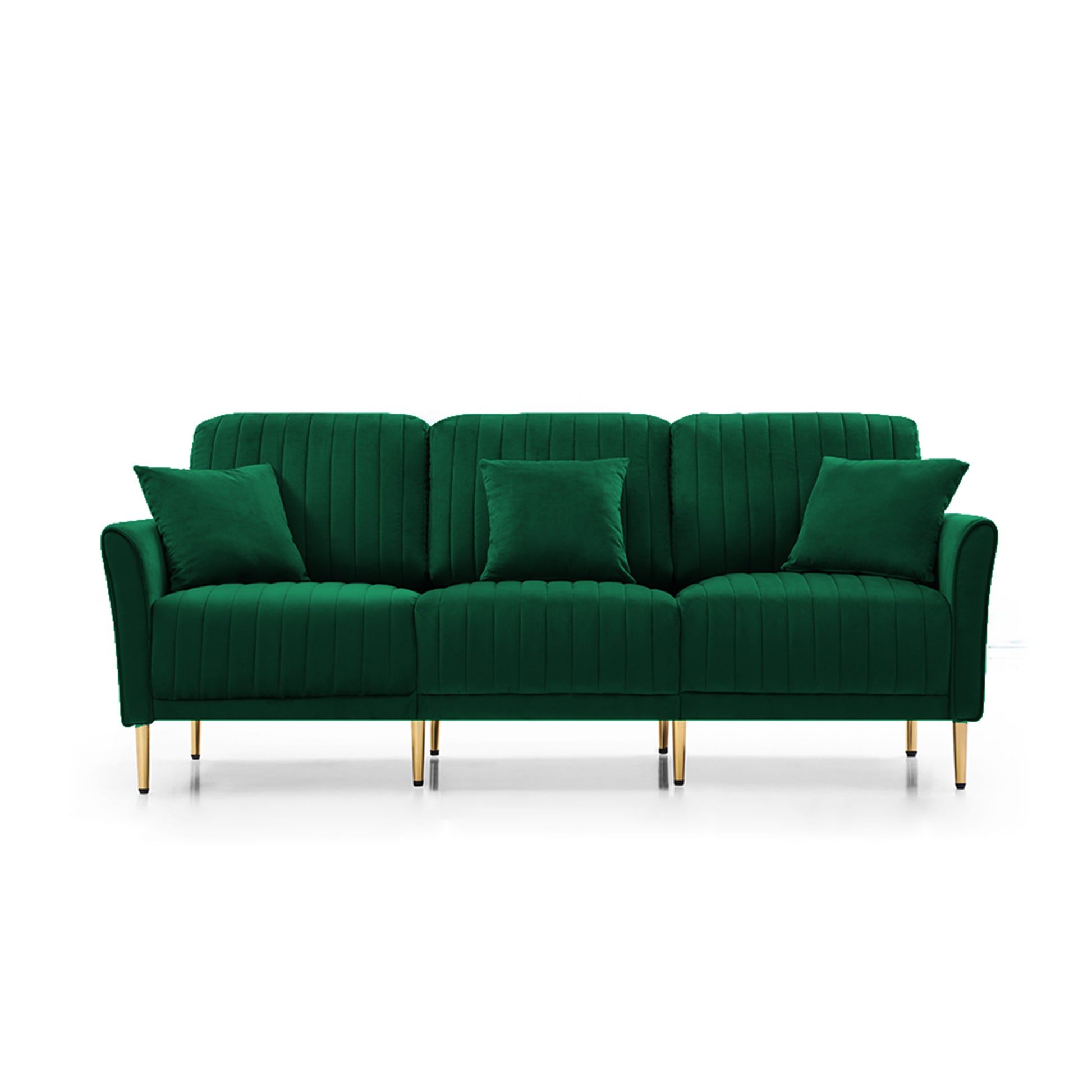 Green Velvet Modular Corner Sofa Reversible Left Hand Facing Sofa & Chaise With Ottoman Green Foam Velvet 3 Seat