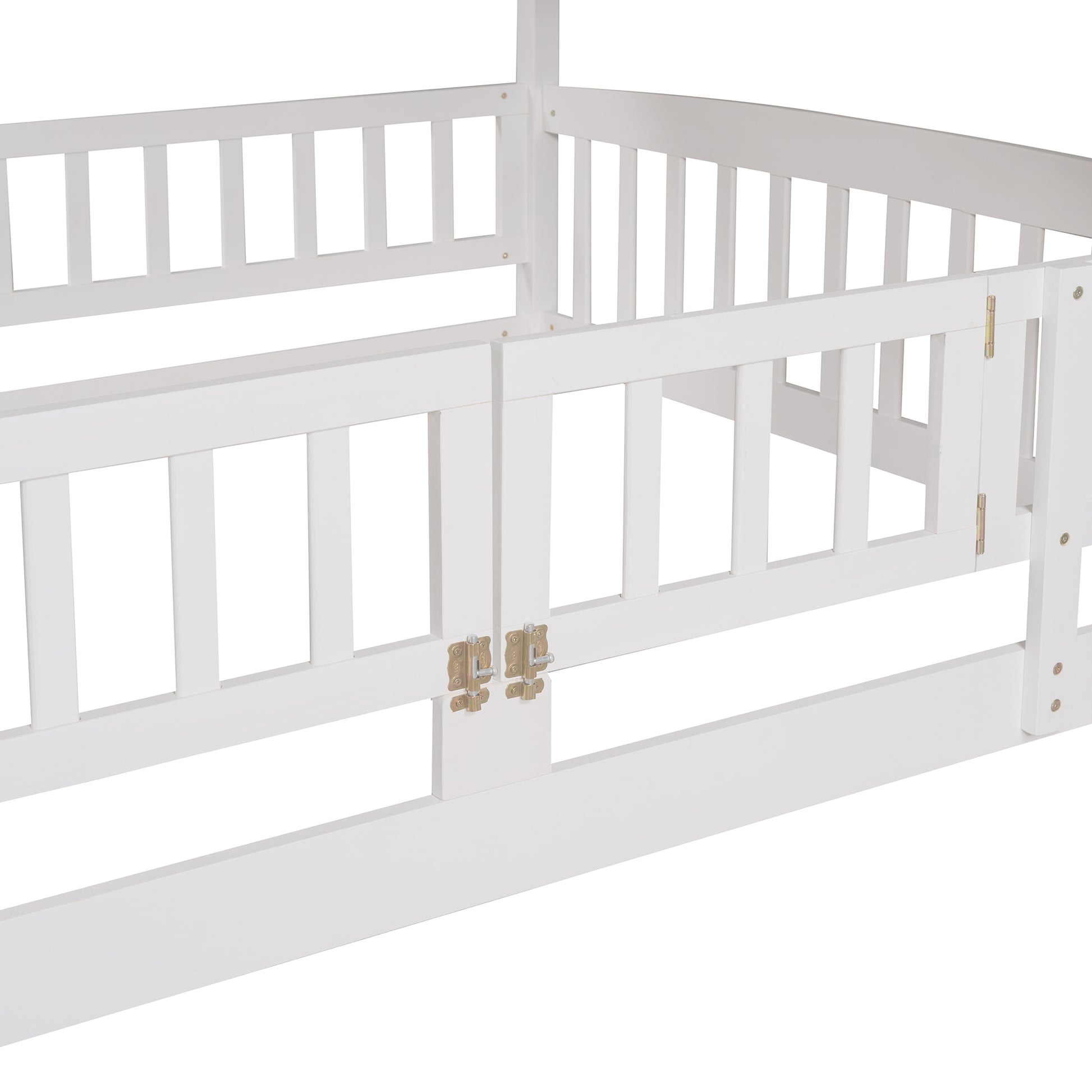 Bunk Bed with Slide,Full Over Full Low Bunk Bed with white-solid wood