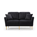 Black Velvet Modern 2 Pieces Of 2 Seat Sofa And Loveseat Couch Living Room Set, Metal Legs With Self Fabric Pillows Black Foam Velvet 4 Seat