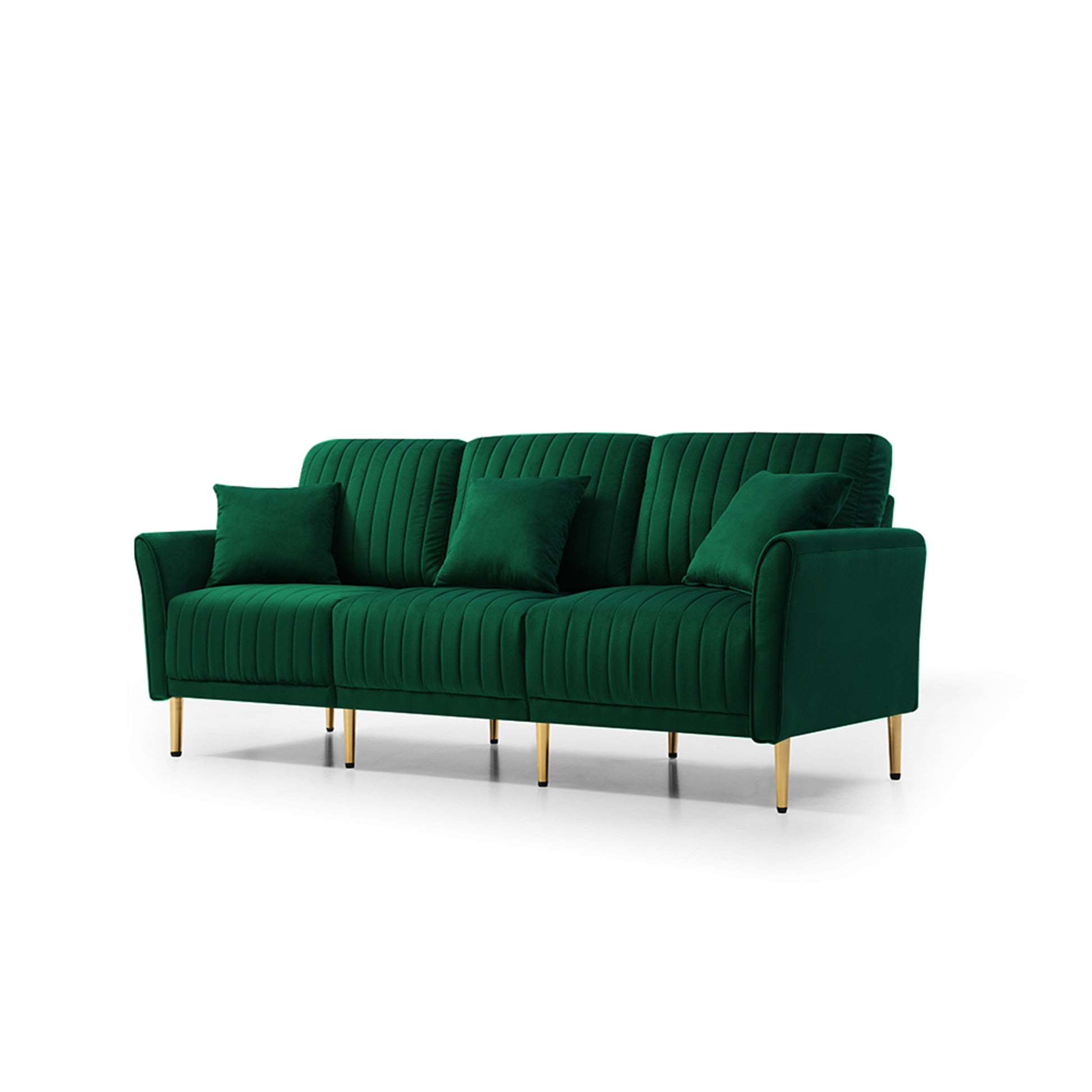 Sofa Sets For Living Room 3 Piece Mid Century Modern Sectional Couch Set, 2 Upholstered Loveseat Sofas And One 3 Seat Sofa 3, Green Velvet Green Foam Velvet 7 Seat