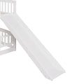 Bunk Bed with Slide,Full Over Full Low Bunk Bed with white-solid wood