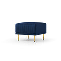 Modern Velvet Upholstered Reversible Sectional 3 Seat Sofal Shaped Couch With Movable Ottoman And Gold Legs For Living Room Blue Blue Foam Velvet