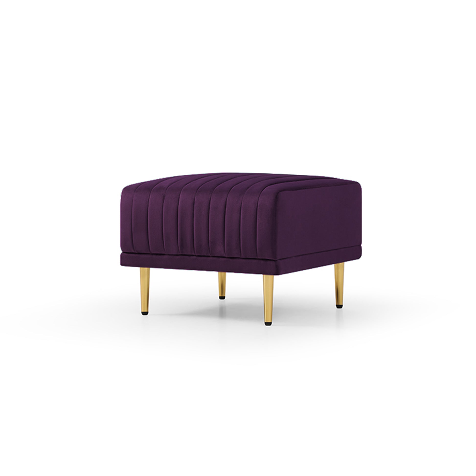 Accent Chair With Ottoman, Modern Tub Arm Chair Footstool Set For Living Room Bedroom, Golden Finished Legs, Purple Velvet Purple Foam Velvet