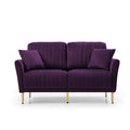 Eggplant Velvet Round Arm Loveseat 2 Seat Sofa With 2 Throw Pillows Purple Foam Velvet 2 Seat