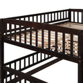 Bunk Bed with Slide,Full Over Full Low Bunk Bed with espresso-solid wood