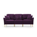 Living Room Sofa Velvet Upholstered Couch Furniture For Home Or Office 3 Seat,Purple Purple Foam Velvet 3 Seat