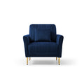 3 Piece Velvet Living Room Sofa Sets, 2 Piece Accent Chair And One 2 Seat Sofa For Small Living Space Navy Blue Blue Foam Velvet