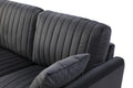 Mid Century Tufted 3 Seat Sofa Couch For Living Room, Office, Apartment, Dorm, Studio And Small Space, 3 Pillows Included Black Black Foam Velvet